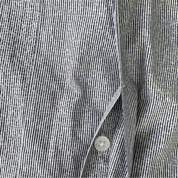 Karl lagerfeld gray striped classic long sleeve button down men’s 41 large - Picture 4 of 12